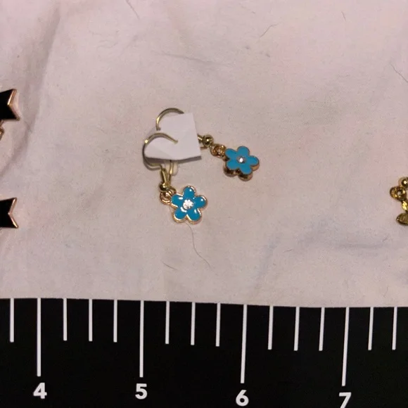 Nordstrom Gold and Blue Flower Earrings - Picture 4 of 4